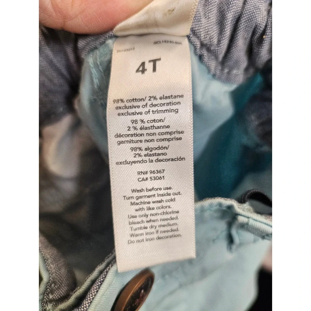 OshKosh B'gosh Boys Light Blue Chino Shorts Size 4T Adjustable Waist 2H185012